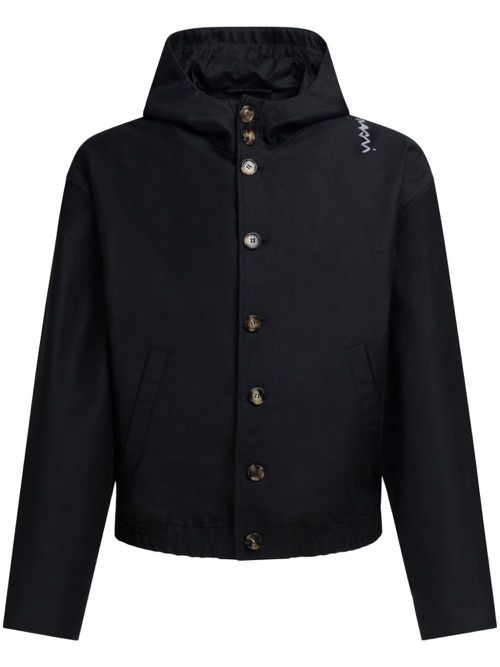 Logo-embroidered hooded jacket - Black