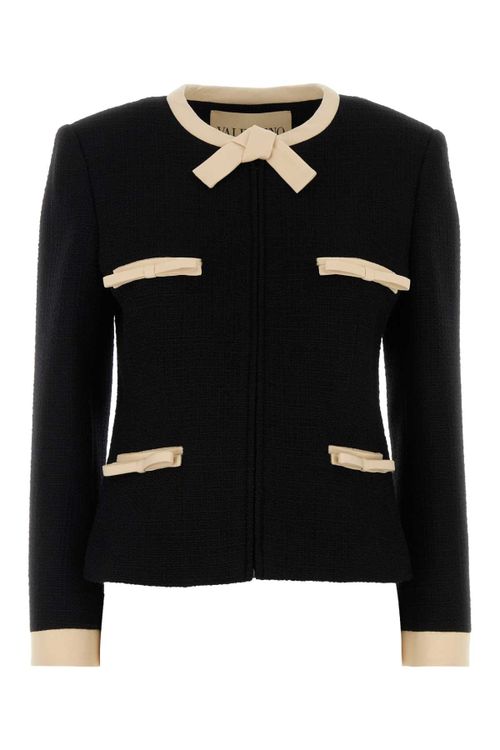 Tweed with Contrast Trim Blazer — Black