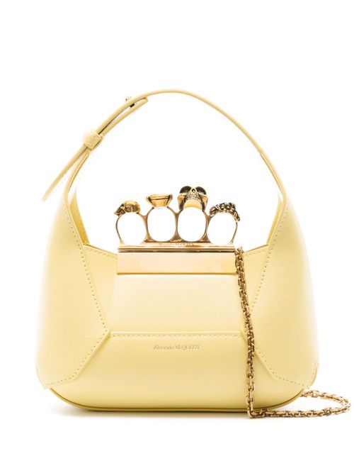 Mini Jewelled leather tote bag - Yellow