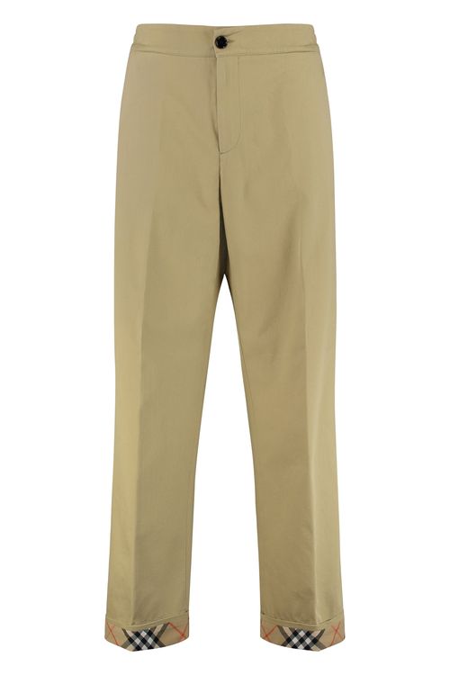 Elastic Waist Cotton Trousers — Beige