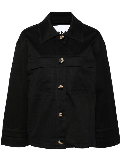 Knot-detail canvas shirt jacket - Black