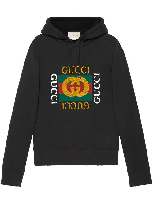 Logo print hoodie - Black