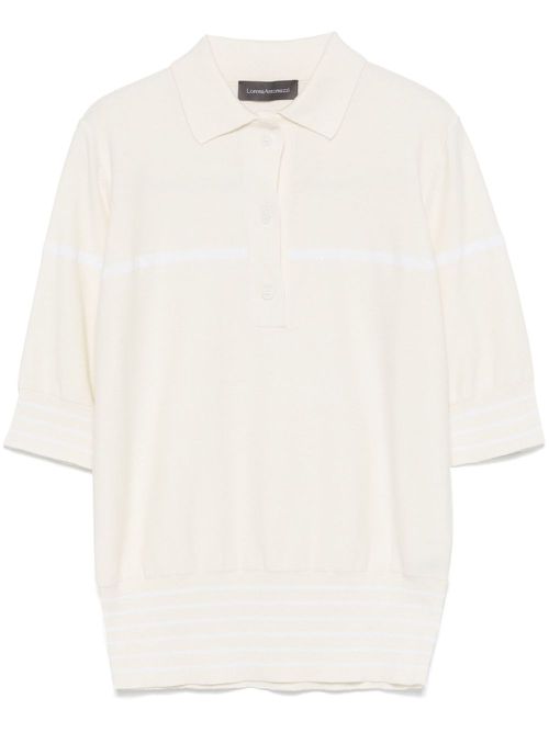 Purl-knit polo top - White
