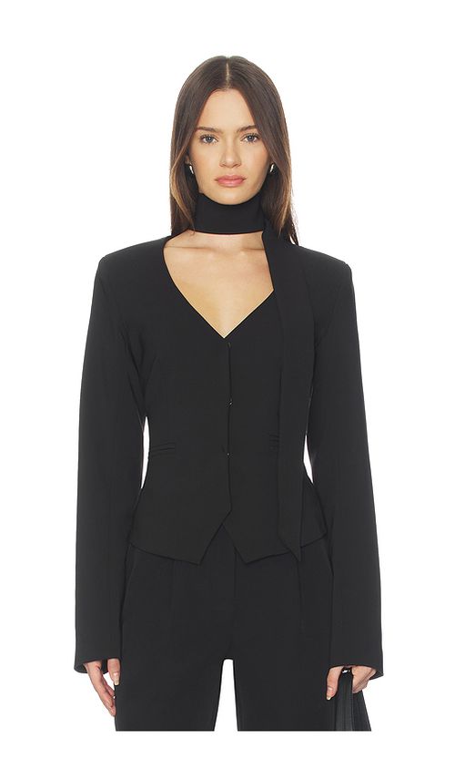 ALL THE WAYS Ariyah Scarf Blazer in Black. M. Also in L, S, XL