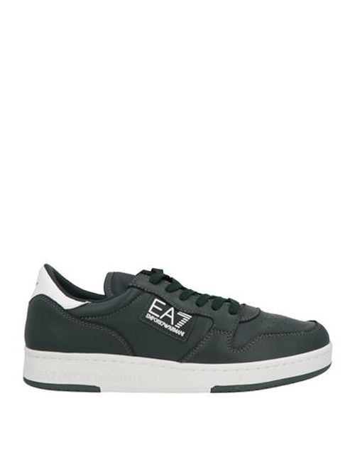 Ea7 Man Sneakers Dark green Size 7.5 Cow leather, Polyamide, Polyester, Polyurethane coated