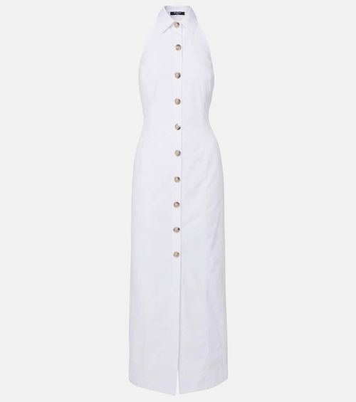 Open-back buttoned poplin shirt dress