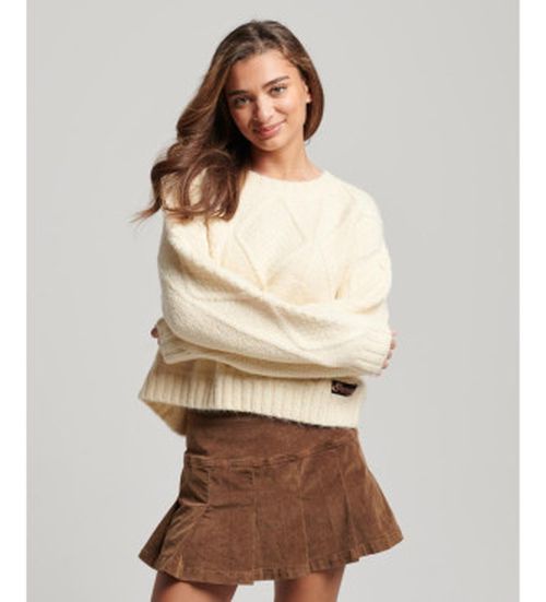 Superdry for woman. W6110498A Milk white chunky knitted jumper (XS), Casual, Polyester, Long sleeve
