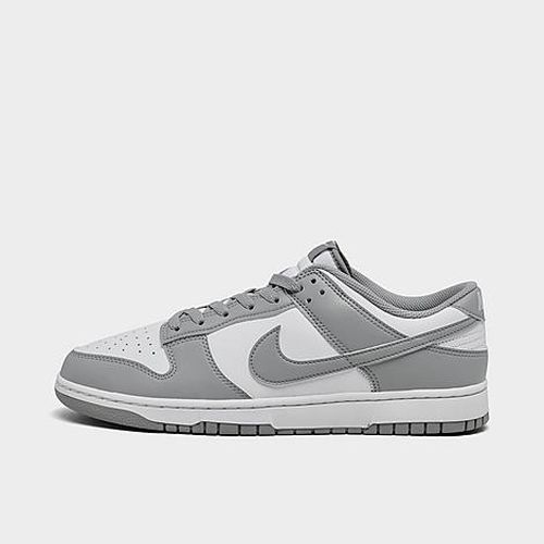 Men's Dunk Low Retro Casual Shoes in White/White/Light Smoke Grey