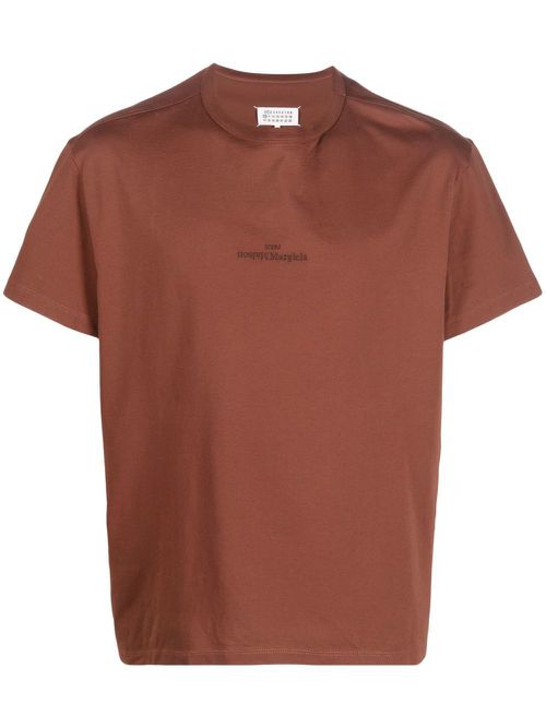 Embroidered-logo short-sleeve T-shirt - Brown