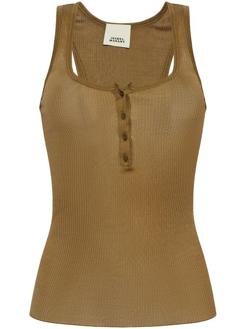 Cotton Henley vest - Green