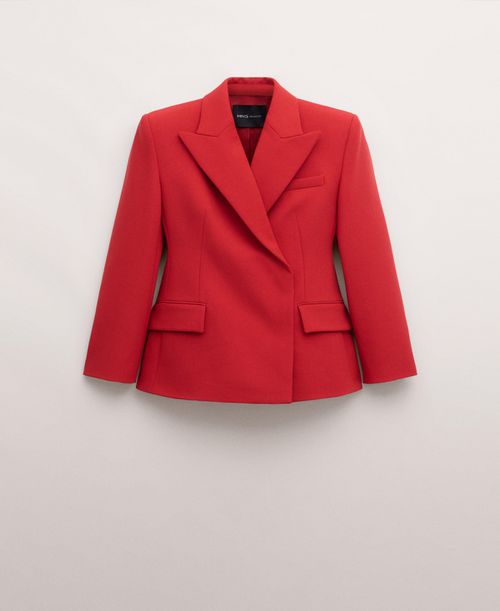 Women's Fitted Double-Breasted Blazer - Red