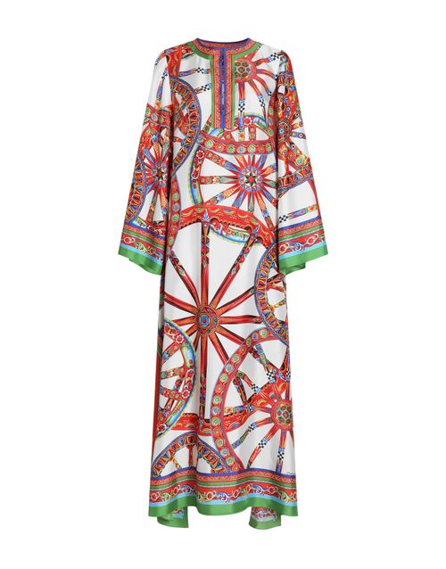 Carretto-print twill kaftan dress