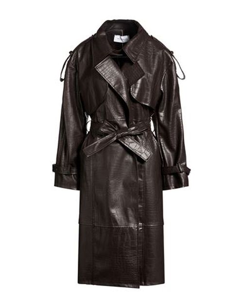 Woman Overcoat & Trench Coat Dark brown Size 4 Polyurethane, Polyester
