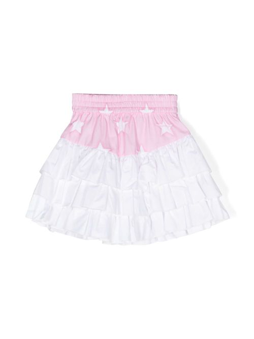 Star-print ruffled skirt - White