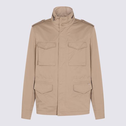 Beige Cotton Casual Jacket