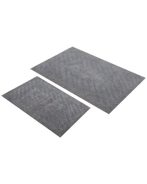 Set Of 2 Diagonal Racetrack Cotton Bath Rugs