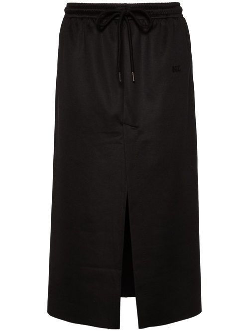 Techno cotton blend midi skirt - Black