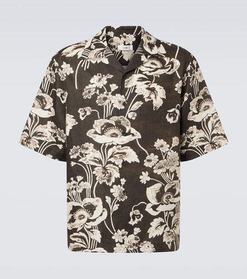Floral linen bowling shirt