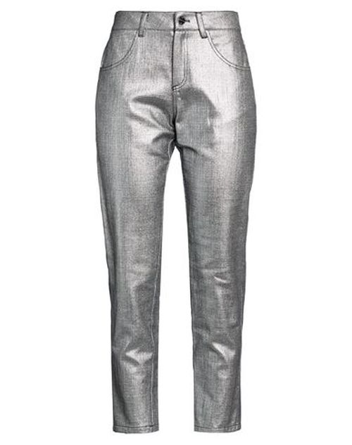 Woman Pants Silver Size 4 Cotton, Polyurethane
