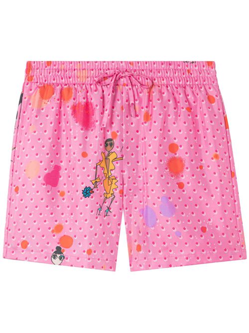 Polka-dot print drawstring shorts - Pink
