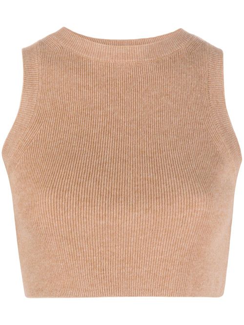 Ribbed-knit cropped top - Neutrals
