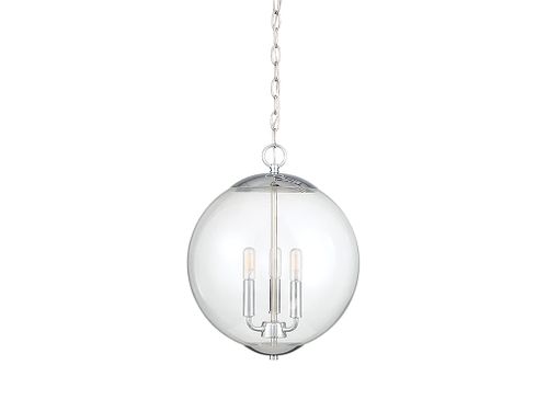 Trade Winds Katie Glass Globe Pendant in Chrome - TW90065-CH