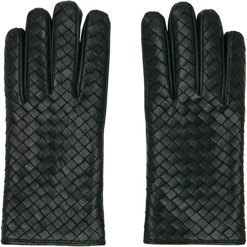 Green Intrecciato Leather Gloves