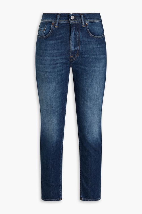 Cropped faded mid-rise slim-leg jeans