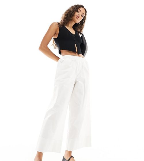 ASOS DESIGN Petite pull on culottes in white