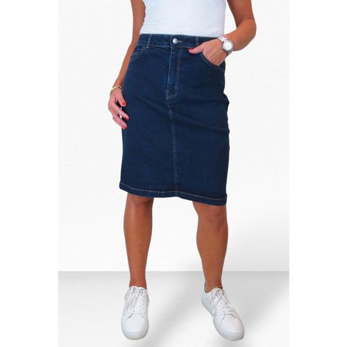 Stretch Denim Knee Length Skirt