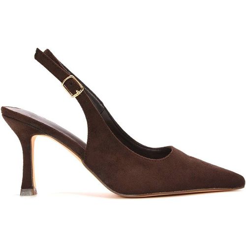 XY London Women's 'Valerie' Stiletto High Heel Closed Toe Slingback Court Shoes in Brown
