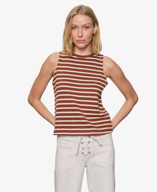 Women's Campari High Neck Tank Top - Clay Stripe