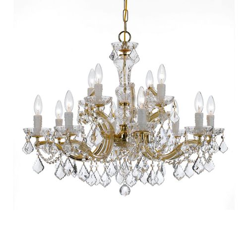 Maria Theresa 12-Light 26" Traditional Chandelier in Gold with Clear Spectra Crysta
