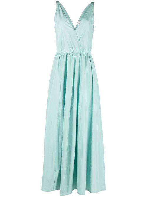 V-neck flared maxi dress - Blue