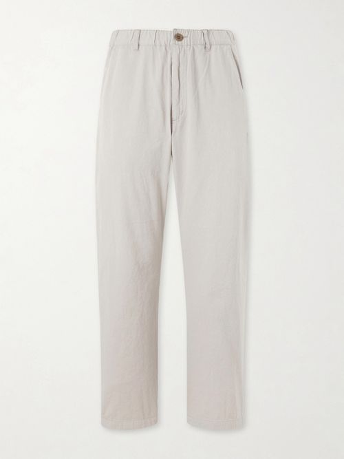 Straight-Leg Cotton-Twill Trousers - Men - Neutrals