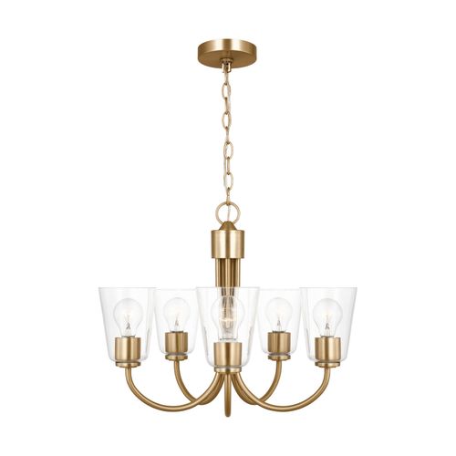 Satin Brass Chandelier from the Miles Collection