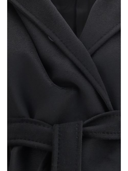 Double-Faced Wool Robe Coat — Black
