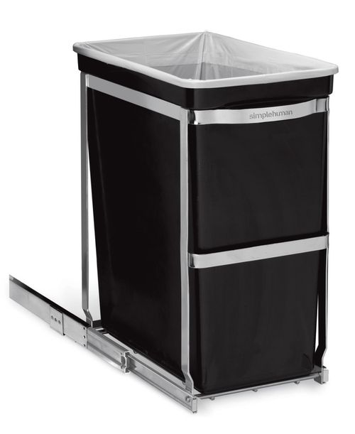 30 Liter Under Counter Pull-Out Kitchen Trash Can, Heavy-Duty Steel Frame - CHROME/BLA
