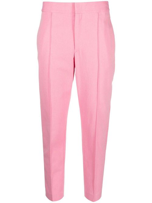 Seam-detail cropped trousers - Pink