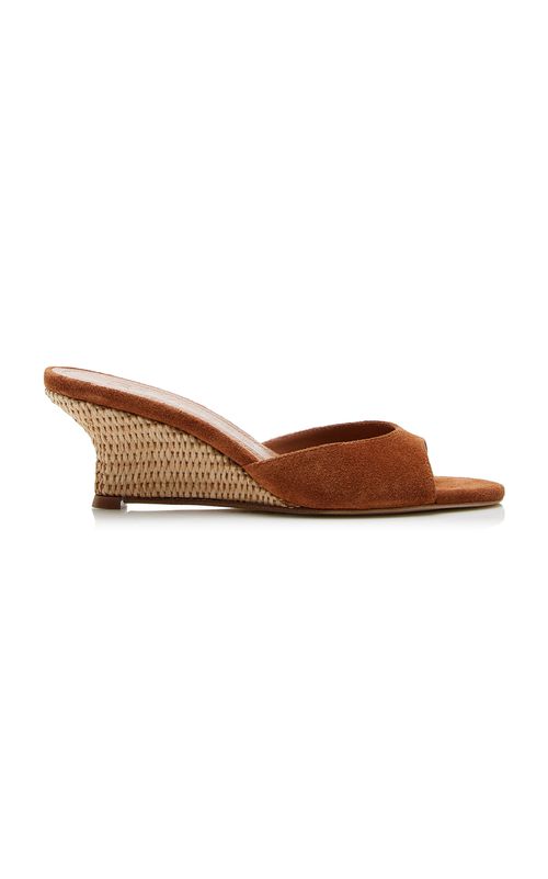 Brigette Suede Wedge Mules - Moda Operandi