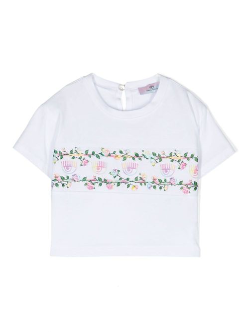 Eyelike-motif cotton T-shirt - White