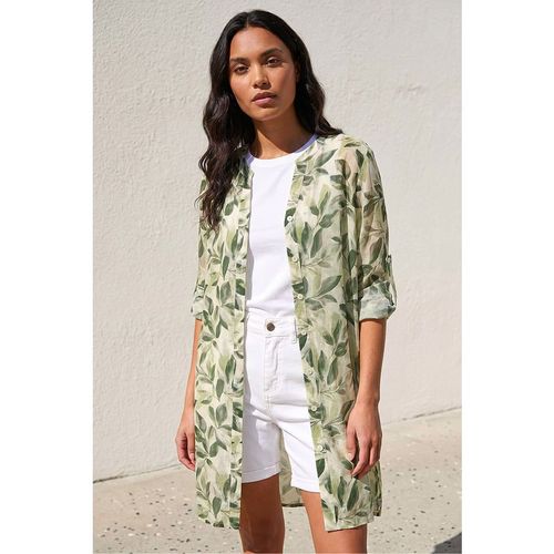 Roman Womens Floral Print Longline Blouse - Green