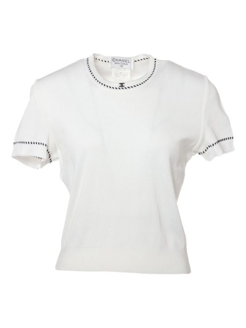 CHANEL Pre-Owned 1996 CC-embroidered T-shirt - White