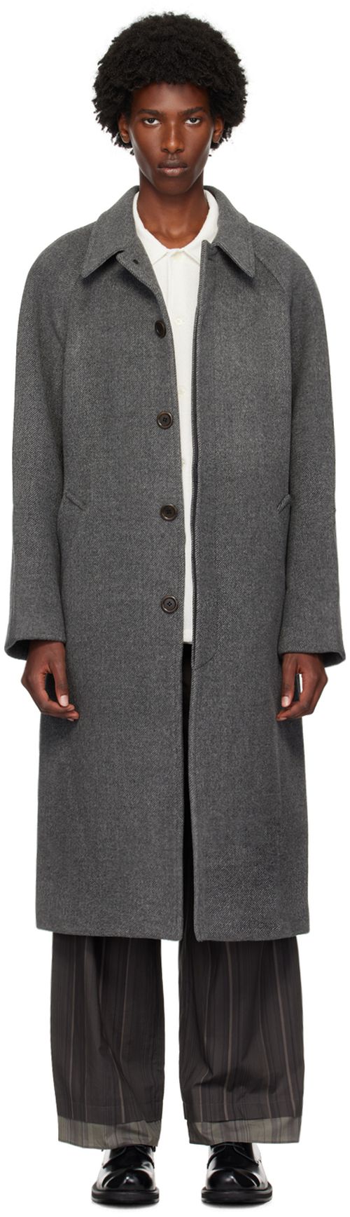 AMOMENTO Gray Raglan Long Coat