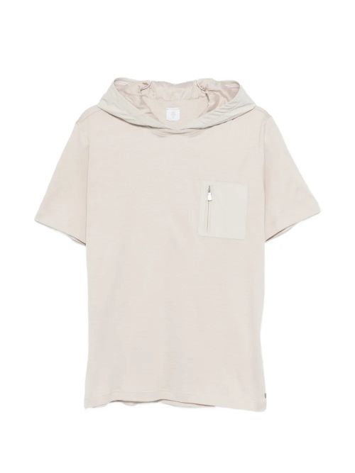 Hooded Zip-Pocket Hoodie — Taupe