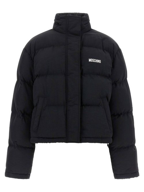 Logo-Print Quilted Puffer Jacket — Black