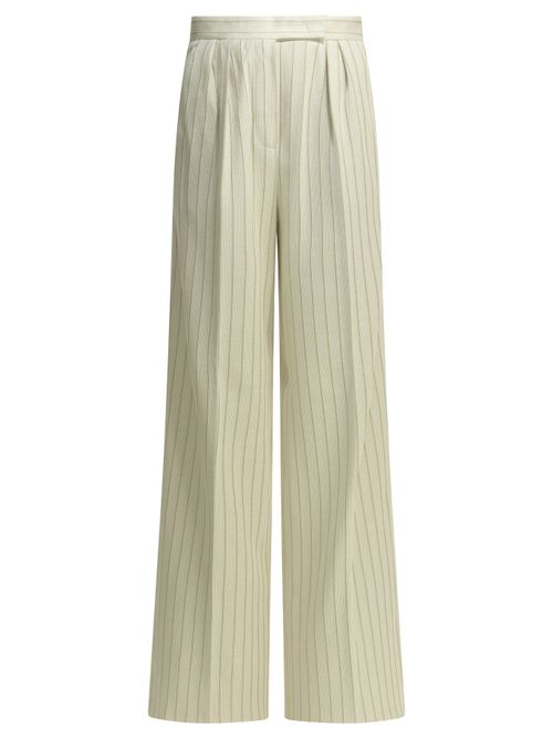 Striped Cotton Pants with Front Zipper and Hook for Women