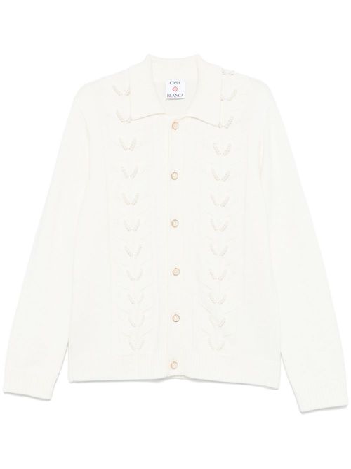 Faux-pearl-embellished cardigan - Neutrals