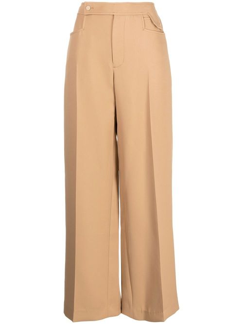Pressed-crease straight trousers - Brown