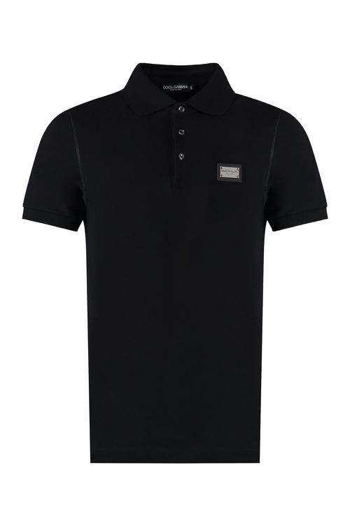 Cotton-Piqué Polo Shirt — Black
